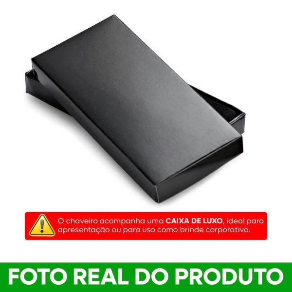 Chaveiro Gravação A Laser Metal Modelo Quadrado Cromado Com Detalhe Preto - 1x0 - (A Partir de 10 unid) - Image 2